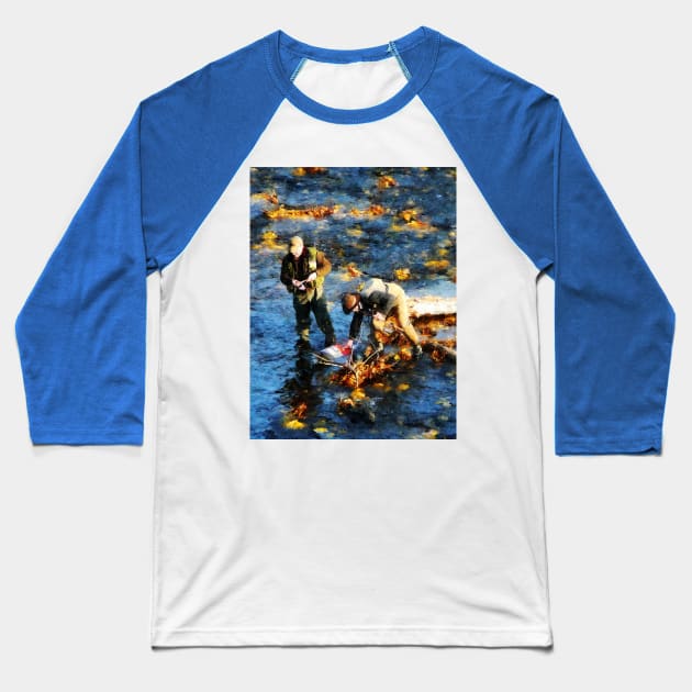 Two Men Fishing Baseball T-Shirt by SusanSavad